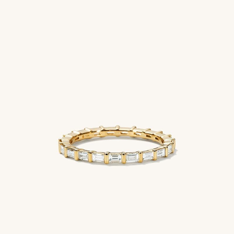1 Carat Baguette Diamond Eternity Band Ring, 14K Yellow Gold Plated Sterling Silver, Wedding Anniversary Band (Yellow, 5.5)3