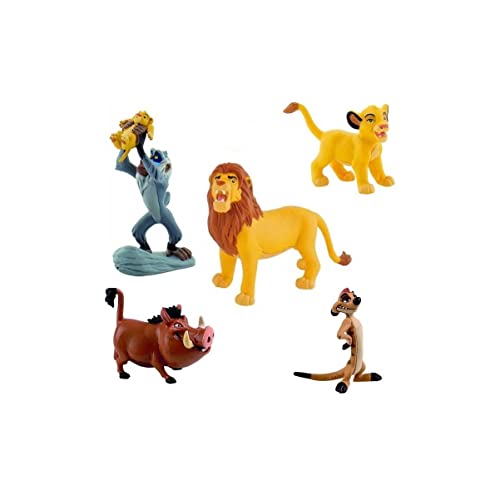 Bullyland Walt Disney Roi Lion 5 Figurines Set - Rafiki et Simba Jeune Simba Pumbaa Timon Simba