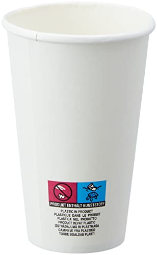 Heku 30908 30908-Vasos de cartón (50 Unidades, 0,3 L, con Revestimiento), Color Blanco,