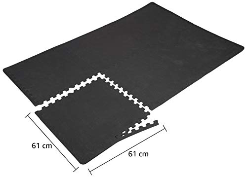 Image of Amazon Brand - Symactive 12mm Kids Interlocking Puzzle Exercise Mat with EVA Foam Interlocking Tiles (Set of 6, Each Tile Size 2 x 2 Ft, 12mm thickness, Black)