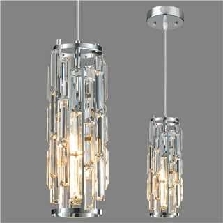 ZYBWL Modern Chrome Pendant Lights Kitchen Island Crystal Hanging Light Fixture Height Adjustable E27 Chandelier for Kitchen Island Living Room Bedroom (Chrome 1-Pack)