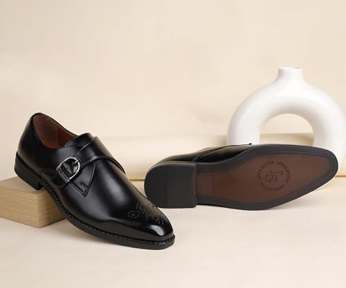 Image of LOUIS STITCH Formal Shoe for Men | Single Monk Strap | Handmade Patina Finish | Comfortable for Business Casual, Every Day, Parties (LSSXSM)