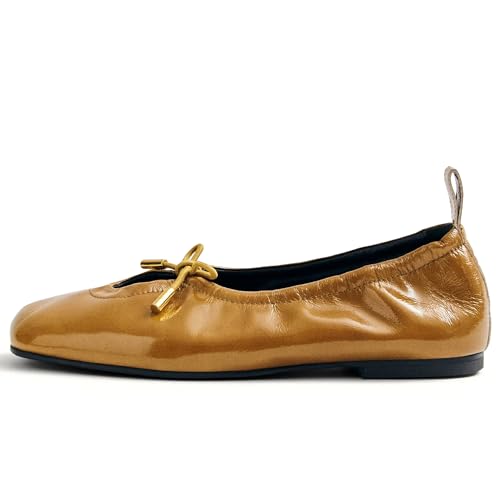 Women Ballet Flats Square Toe Lace Up Bow Ballerina Shoes Cute Slip On Casual Mary Jane Shoes3