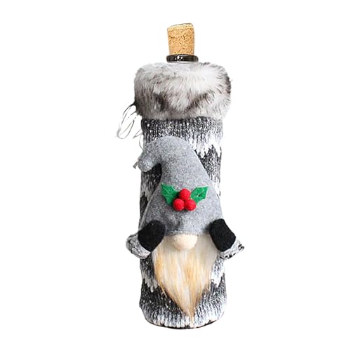 Copertura per bottiglia di vino natalizia costume da gnomo natalizio per bottiglie di vino gnomi svedesi Tomte decorazioni per di vino per tavolo da pranzo 1 count Pack of 1 grigio