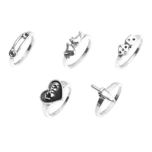 Bagues de doigt réglables et collier trombone cadeau d'anniversaire vintage pour elle