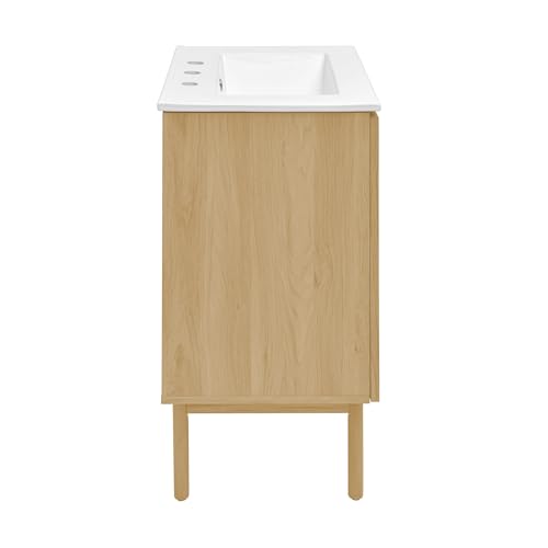 Image of Swiss Madison Classe 24 inch Freestanding Bathroom Vanity in Natural Oak with 3-Hole Centerset Sink Top