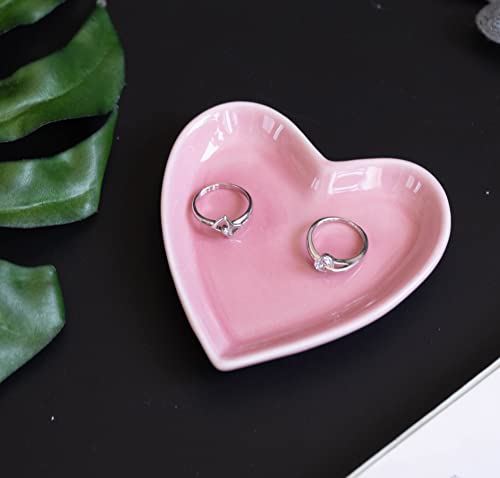 Meeshine Ceramic Jewelry Tray, Heart Shaped Jewelry Plate Ring Dish For Women Girls, Pink Jewelry Trinket Holder, Ring Dish For Birthday Friends Daily Family #TOP1