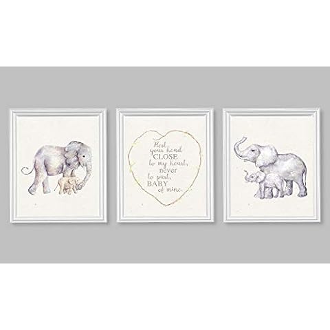 Silly Goose Gifts Nursery Art Elephant Wall Print Dumbo Quote Rest Your Head Close to my Heart (Set of 3) 8x10 Cover