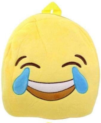 Cute Emoji Sweat Smile emoji Face Heart Smiley Kids Children Backpack Bag School Bag Plush Bag (Smiley Laughing Tears kids school bag)-image-0