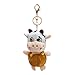 Portachiavi con ciondolo a forma di mucca, in peluche, con ciondolo a forma di mucca, Marrone, Taglia unica