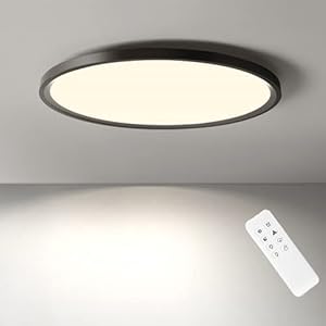 Anten TARA Led-plafondlamp, zwart, dimbare plafondlamp 24 W, diameter 30 x 2,4 cm, platte lamp met afstandsbediening, ultradun, rond, voor woonkamer, eetkamer, slaapkamer, keuken of kantoor