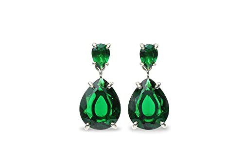 Boucles d'oreilles émeraude anti-allergie en argent sterling pour lobes sensibles