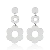 Acrylic Flower Earrings Double Daisy Drop Dangle Earrings For Women Girls Y2k Resin Floral Earrings