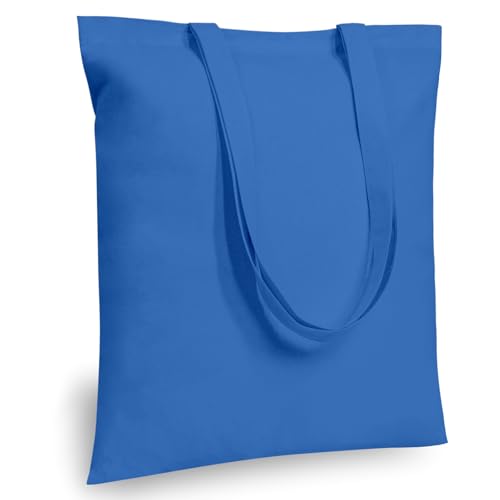 Image of TOPDesign 6-Pack Economical 16 inchx15 inch Ocean Blue Cotton Tote Bags, Lightweight Medium Reusable Grocery Shopping Cloth Bags, Suitable for DIY, Advertising, Promotion, Gift, Activity