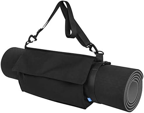 CAMSTIC Yoga Mat Carrier Strap Shoulder Bag with Large Compartment Zipper Pocket, Black