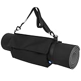 CAMSTIC Yoga Mat Carrier Strap Shoulder Bag with Large Compartment Zipper Pocket, Black