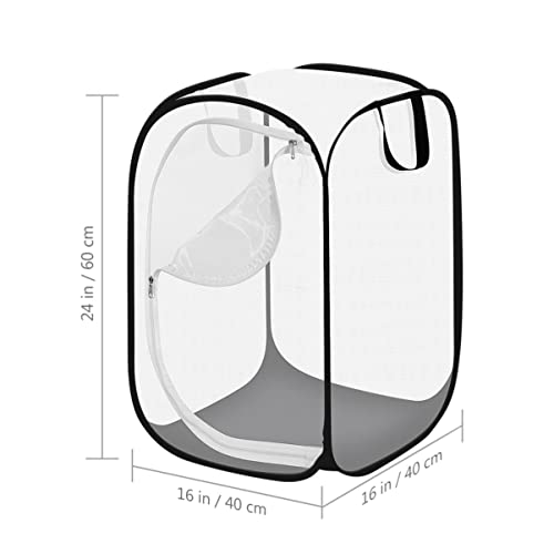 POPETPOP Lebensraum Für Insekten Und Schmetterlinge Groß Tragbar Für Insekten Monarchfalter Netznetz Käfig Terrarium Bis Zu 61 cm Hoch (Schwarz)
