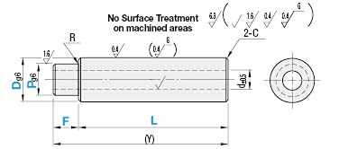 One End Stepped Precision Hollow Linear Shaft 20mmX400mm 1pc