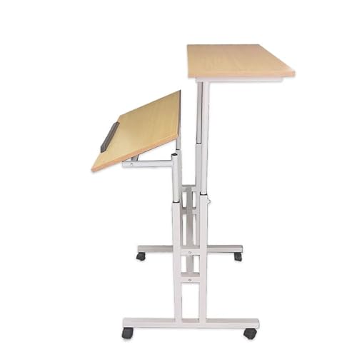 スタンディングデスク キャスター付き 昇降式 オフィステーブル パソコンデスク リモートワーク 2段テーブル 分離式 無段階 高さ調節 65-115cm 調整可能 学習机 360°回転 昇降デスク 在宅ワークデスク (syq2)