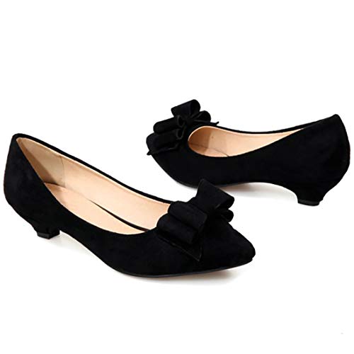 MAVMAX Women's Kitten Heel Pointed Toe Pumps with Bow Comfortable Shoes3