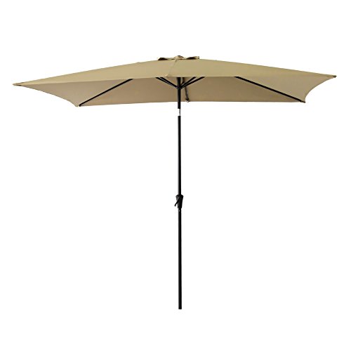 FLAME&SHADE 6.5 x 10 ft Rectangular Outdoor Patio Umbrella with Tilt - Beige