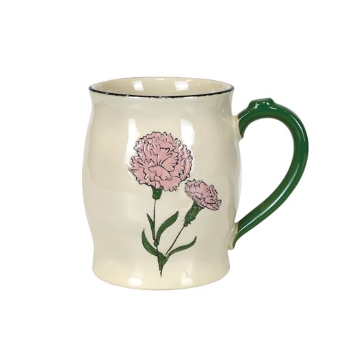 Taza de café pintada a mano en stoneware 15 oz multicolor miniatura 1