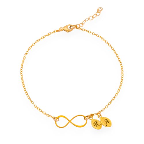 HotMixCold Personalized Infinity Initial Couple Bracelet, Monogram Customized Jewelry | Gold