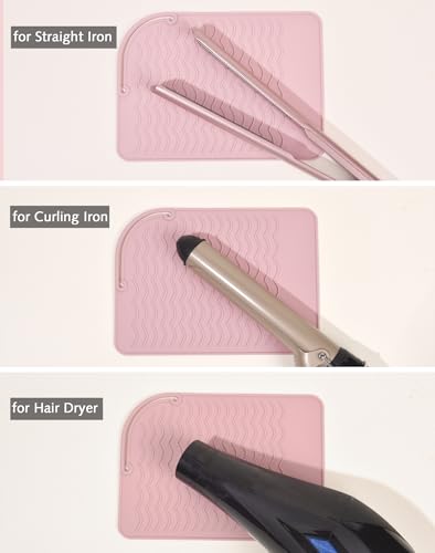 Silicone Heat Resistant Mat for Hair Straightener, Curling Irons, Flat Iron, Curling Iron, Multifunctional Non-Slip Mat Pad for Hot Hair Styling Tools (Pink) - Image 6