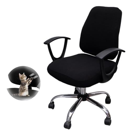 KIRZAX Juego de fundas negras para sillas de oficina, funda elástica lavable para la mayoría de sillas de oficina de 38-52 cm, funda de respaldo y funda de cojín de asiento
