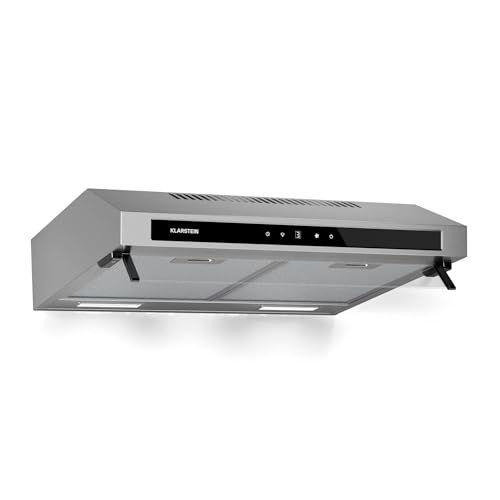 Klarstein Purista Force Unterbau-Dunstabzugshaube, 60 cm, 400 m³/h, Dualmotor, Energie C, LED-Touch, Edelstahl, Abluft/Umluft, LED-Licht