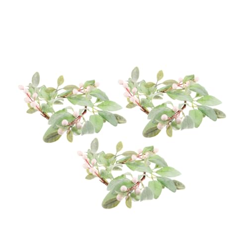 VINTORKY Faux Floral Greenery Candle Ring Berries Candle Holder Ring Decorative for Christmas Table Centerpiece