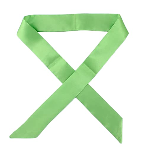 Yizelli Skinny Neck Scarf Solid Color 39.30 Inches Long Narrow Neckerchief Satin Hairband Wristband for Women