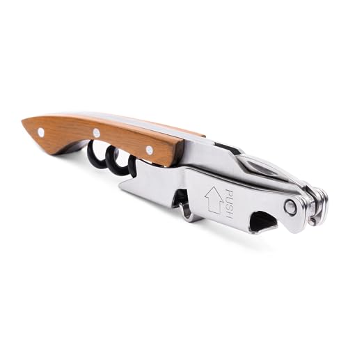 Pocket Prestige Waiters Corkscrew By Coutale Sommelier - Naturalwood - French Patented Spring-Loaded...