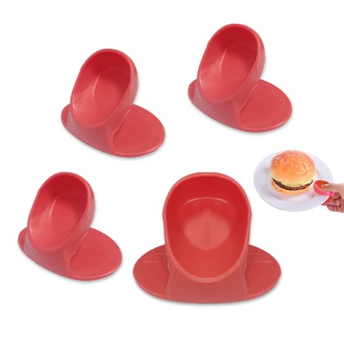 YAFIYGI 4 Pcs Silicone Pot Holders Small Heat Resistant Finger Gripper Mitts Silicon Grabbers for Cooking Instant Mini Pan Holders Hot Oven Mittens for Kitchen Pot Holder Grips No More Burning Fingers