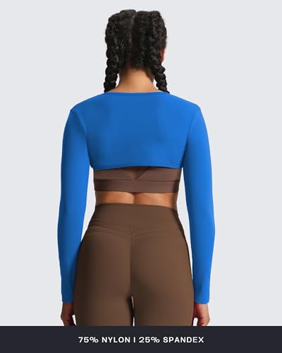 Image of Aoxjox Women's Lexi Lined Bolero Shrug | workout long sleeve,waist-defining cropped fit,open front cardigan,buttery soft fabric,layering,yoga,gym,daily wear