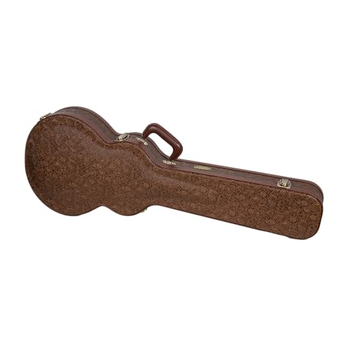 Crossrock Wooden Les Paul Guitar Case | Blossom Brown Finish, Burgundy Velvet Interior, Lock – Designer Series(CRW530LBQ)