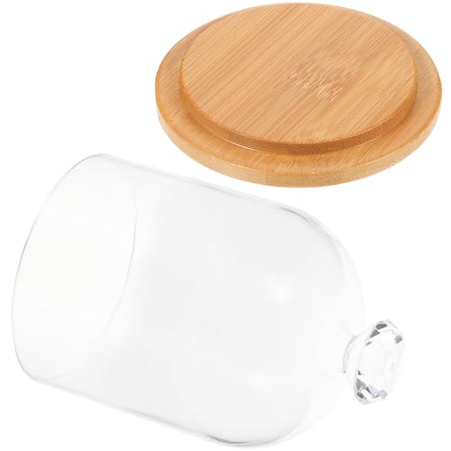 minkissy Cloche en Verre Transparente 9x14 Cm avec Socle en Bambou, Dôme de Rangement pour Figurines et Objets de Collection, Vitrine D'exposition Compacte pour Maquettes et Décorations