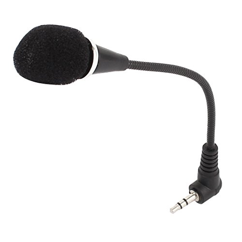 uxcell Black Flexible Gooseneck 3.5mm Skype Notebook Microphone 17cm Length