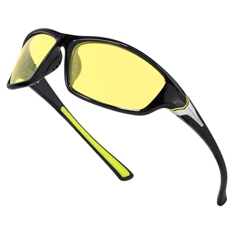 SIPHEW Night Driving Glasses for Men Women, Wrap Around Glasses Yellow Anti Glare Polarized for Night Vision (B4 Night Driving Glasses Black Yellow) Cover
