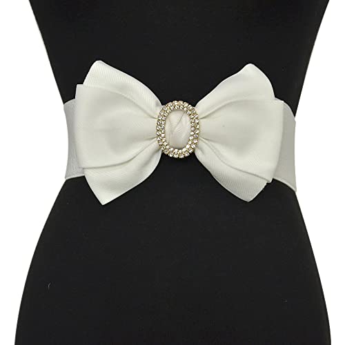 Women's Elastic Bow-Knot with Crystal Waist Belts Stretch Corset Wide for Elegant Princess Dress2