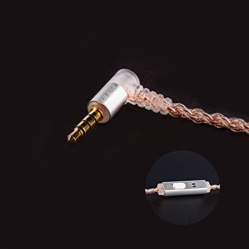 Yinyoo KBEAR KBX4860 Cable de monitor de oído 2 pines 3,5 mm macho cobre puro 4 núcleos cable de repuesto para auriculares con micrófono KS1/KS2/LARK/Robin/Melody (TFZ 3,5 mm con micrófono)