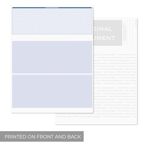 Blank Blue Computer Checks / 8.5" x 11" Blank Business Checks / 250 Laser and Ink Jet Checks with Perforated Vouchers/Made in The USA