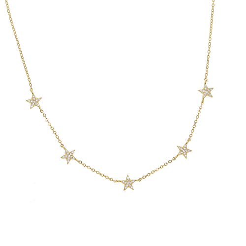 Image of LYGBAOFUL 925 Sterling Silver Cute Star Choker Charm Necklace With Tiny For Women Fashion Jewelry