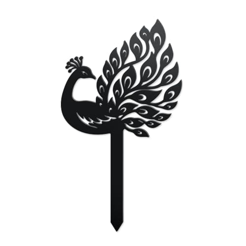WADORN Dekorative Gartenstecker Aus Metall In Pfauenform, Lustige Vogelstatuen Aus Metall Für Außenbereich Wetterfeste Gartendekoration Ornament Geschenke Vogel Dekoration Für Außenbereich Hofdekor