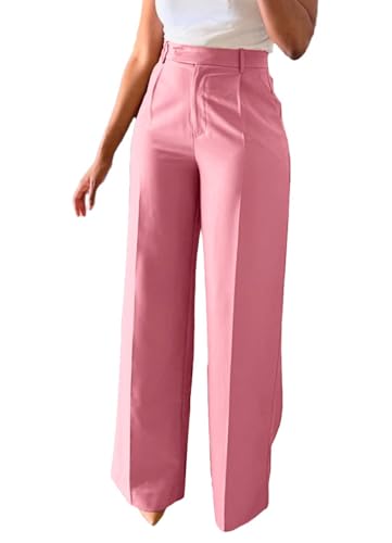 Women High Waist Wide Leg Dress Pants Straight Leg Business Work Slacks Casual Button Down Office Trousers with Pockets