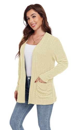 Image of GRECERELLE Womens Long Sleeve Lightweight Open Front V-Neck Casual Cardigan Sweaters Outerwear with Pockets 2025, S-2XL