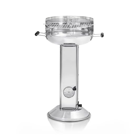 ACTIVA Edelstahl Holzkohle Säulengrill "Bavaria" mit 40 cm großen verchromten, verstellbaren Grillrost und Lüftungsregler in der Säule