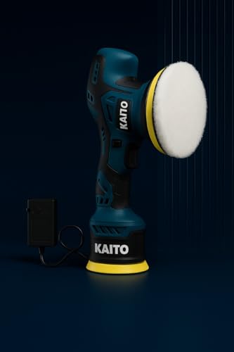 Image of KAITO 12V Cordless Car Polisher & Buffer Kit, 6-Speed Dual Action Orbital Polisher with 2 Batteries, Complete Car Detailing Kit with Pads, Wax & Microfiber Towels for Auto & Home Use