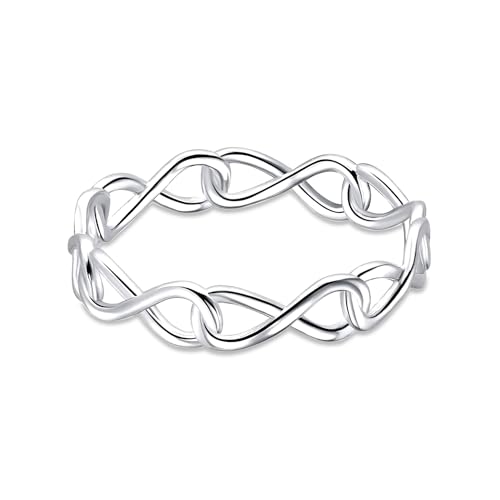 LeCalla 925 Sterling Silver Rings for Women | Infinity Knot & Chain Link Stackable Ring |Statement Wedding Band Engagement Ring Jewelry Gifts for Her(Sizes 6-9No.)3