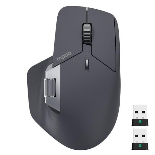 Image of Rapoo MT760 PRO Wireless Mouse, NearLink + Bluetooth 5.0 Multi-Device, 12K DPI, 2K Polling, Ergo for Work & Gaming, 11 Programmable Buttons, On-Board Memory, Quiet Clicks, USB-C, 120 Days Battery Life